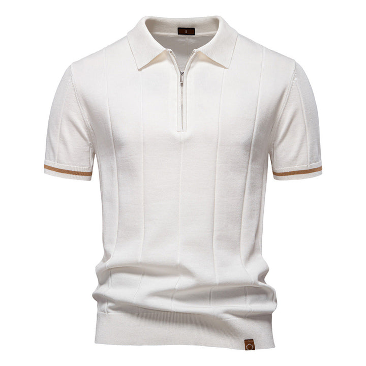 Peter | Men's Half Zip Textured Knit Polo Shirt