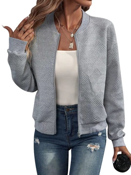 Frankie | Women's Casual Waffle Knit Bomber Jacket