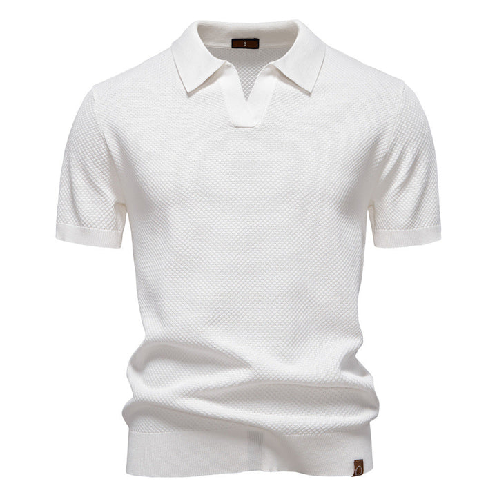 Harry | Men's Waffle Knit Johnny Collar Polo Shirt