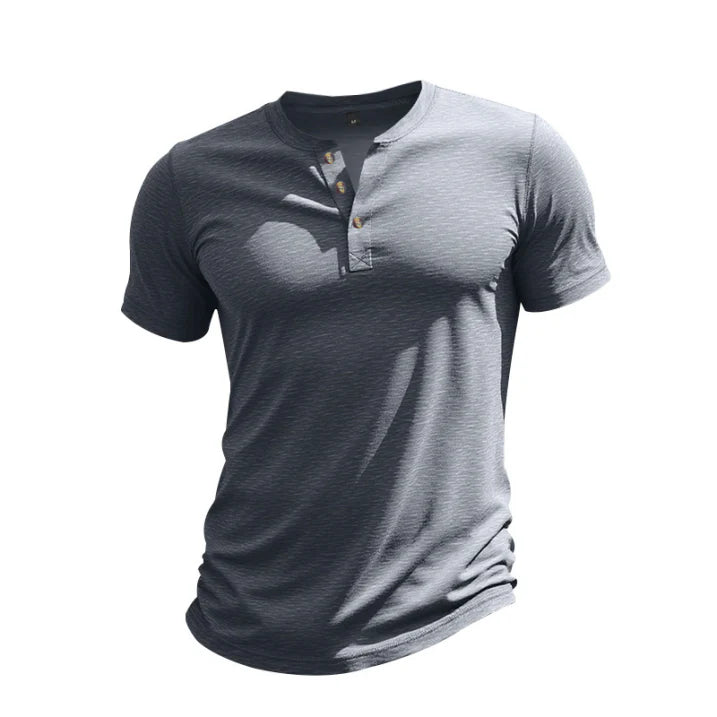 Joshua | Men's Short Sleeve Henley Shirt with Button Placket