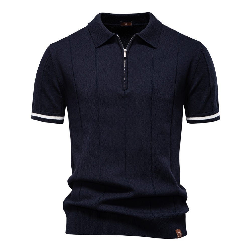 Peter | Men's Half Zip Textured Knit Polo Shirt
