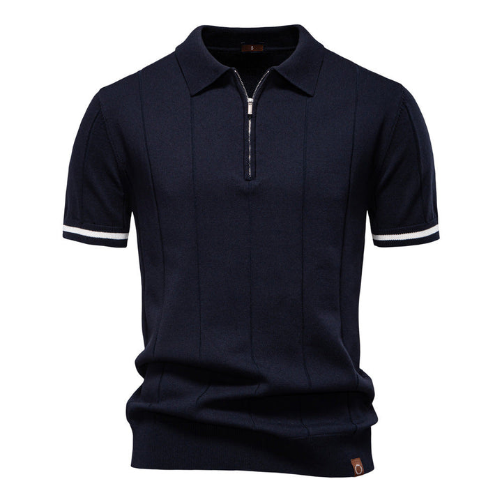 Peter | Men's Half Zip Textured Knit Polo Shirt