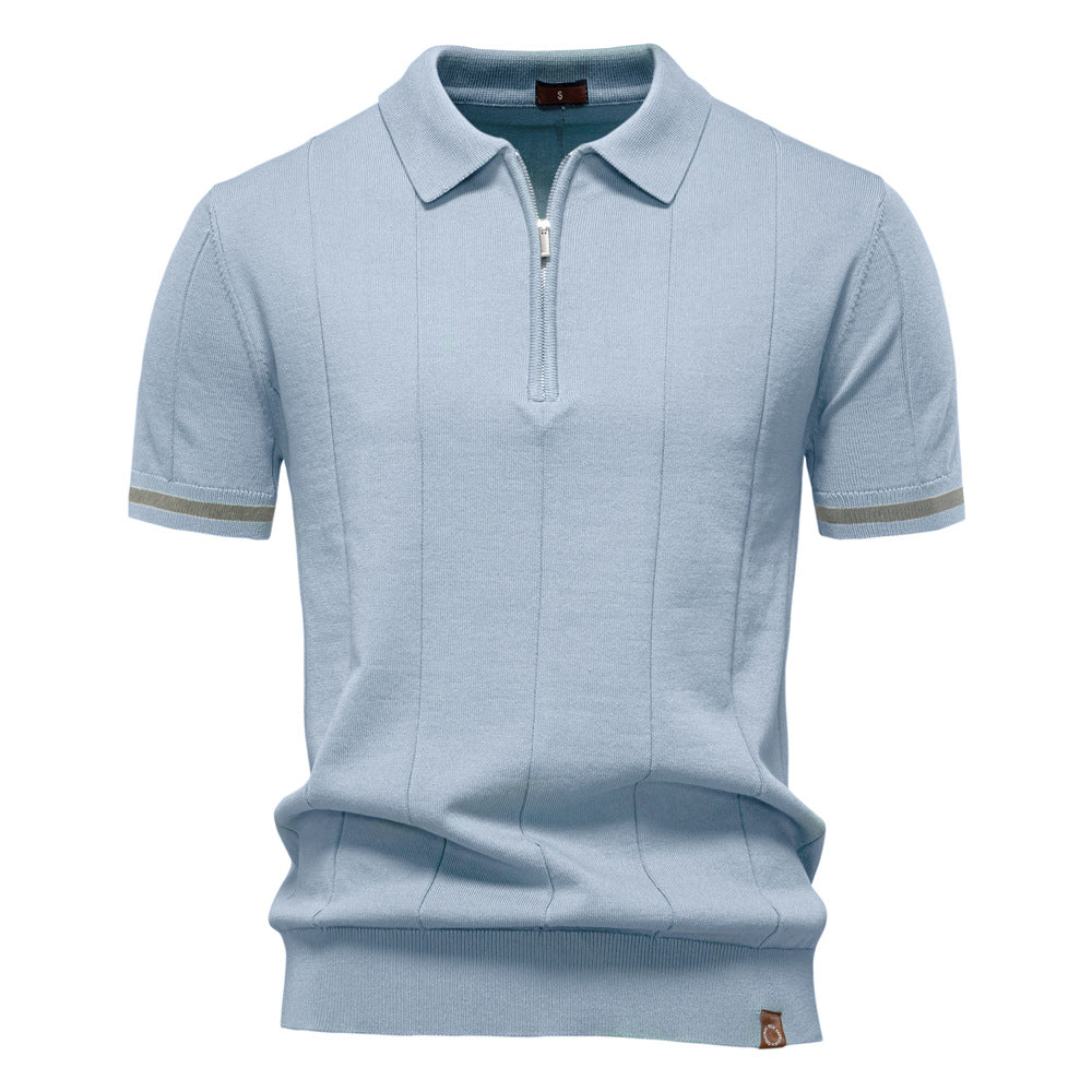 Peter | Men's Half Zip Textured Knit Polo Shirt