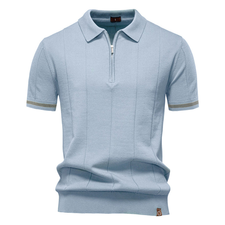 Peter | Men's Half Zip Textured Knit Polo Shirt