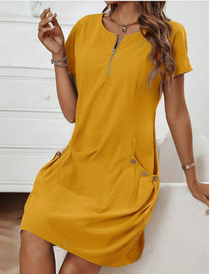 Raya | Women's Short Sleeve A Line Tunic Dress with Pockets