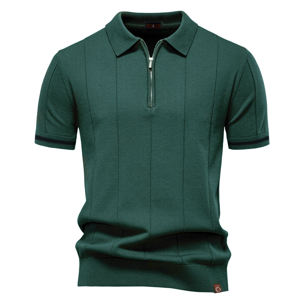 Peter | Men's Half Zip Textured Knit Polo Shirt