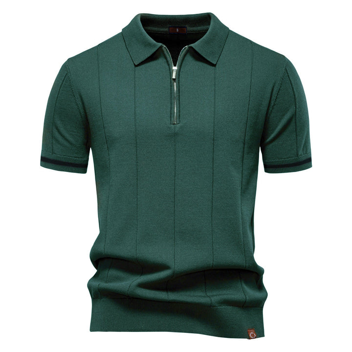 Peter | Men's Half Zip Textured Knit Polo Shirt