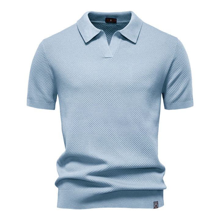Harry | Men's Waffle Knit Johnny Collar Polo Shirt