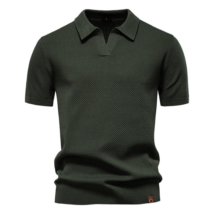 Harry | Men's Waffle Knit Johnny Collar Polo Shirt