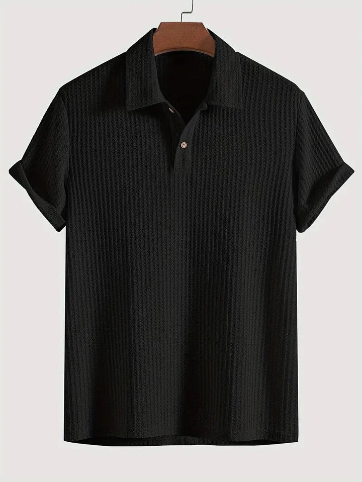 Jarvis | Men's Waffle Knit Rolled Cuffs Polo Shirt