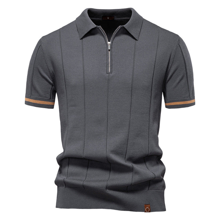 Peter | Men's Half Zip Textured Knit Polo Shirt