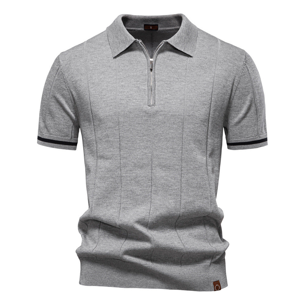 Peter | Men's Half Zip Textured Knit Polo Shirt