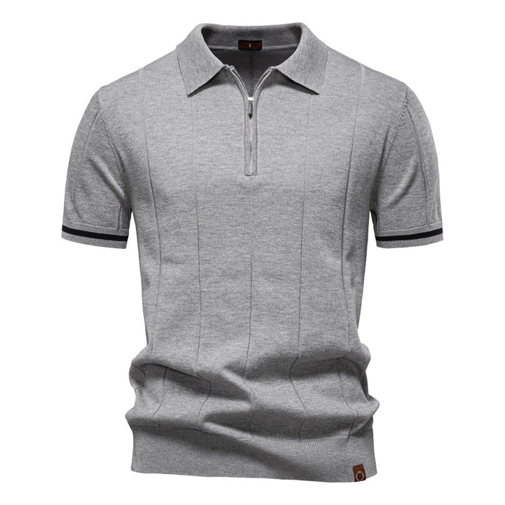 Peter | Men's Half Zip Textured Knit Polo Shirt