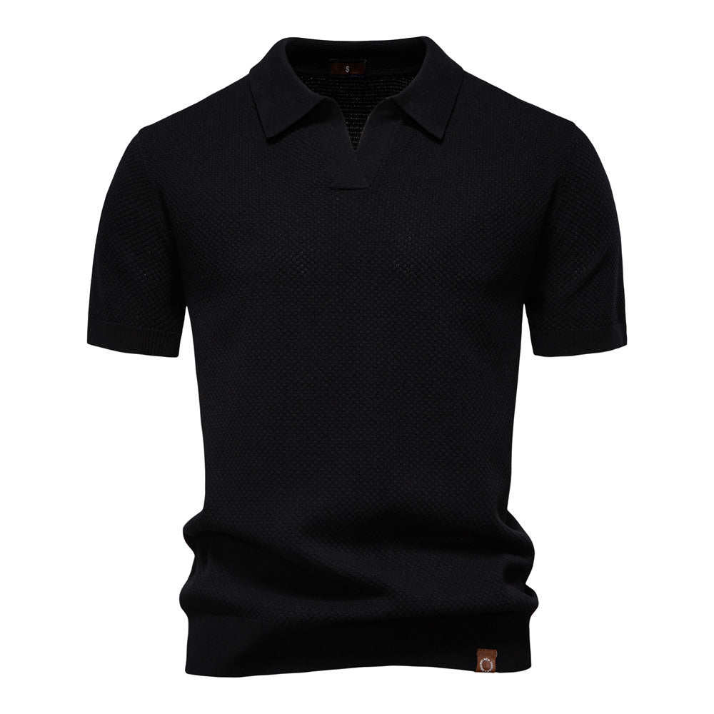 Harry | Men's Waffle Knit Johnny Collar Polo Shirt