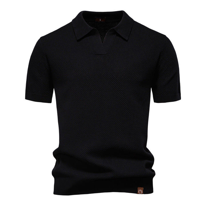 Harry | Men's Waffle Knit Johnny Collar Polo Shirt