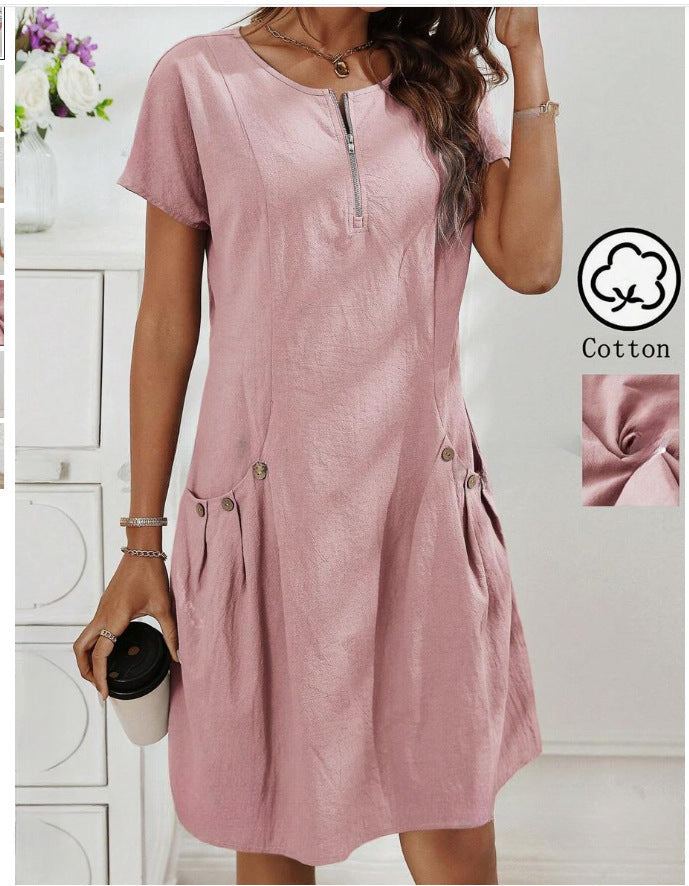 Raya | Women's Short Sleeve A Line Tunic Dress with Pockets