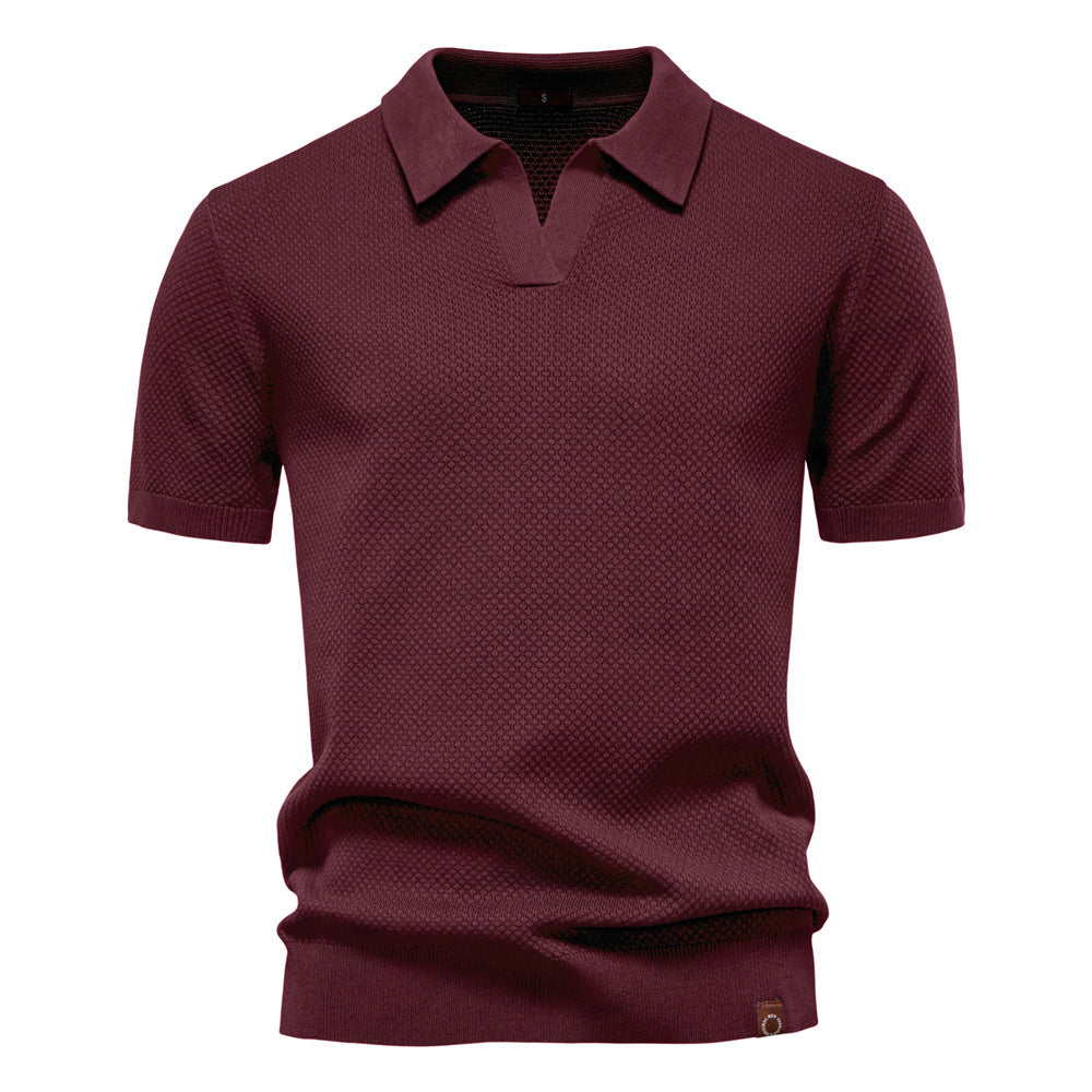 Harry | Men's Waffle Knit Johnny Collar Polo Shirt