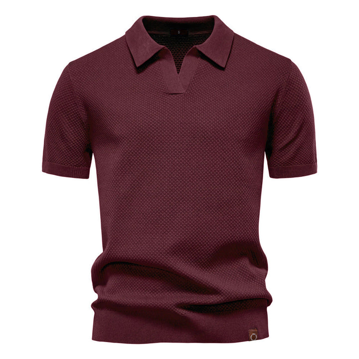 Harry | Men's Waffle Knit Johnny Collar Polo Shirt
