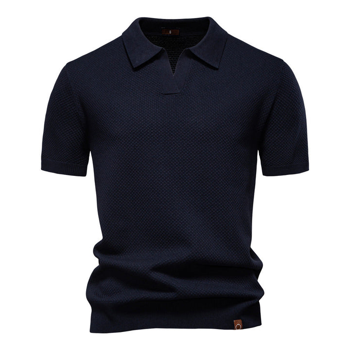 Harry | Men's Waffle Knit Johnny Collar Polo Shirt