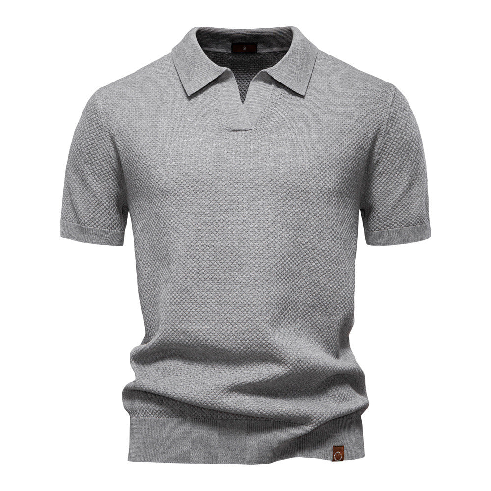 Harry | Men's Waffle Knit Johnny Collar Polo Shirt