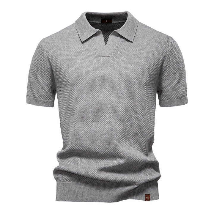 Harry | Men's Waffle Knit Johnny Collar Polo Shirt