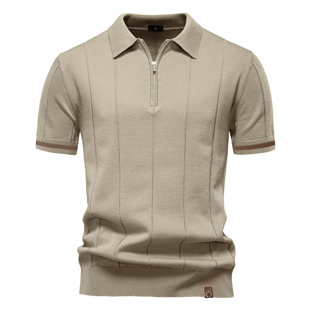 Peter | Men's Half Zip Textured Knit Polo Shirt