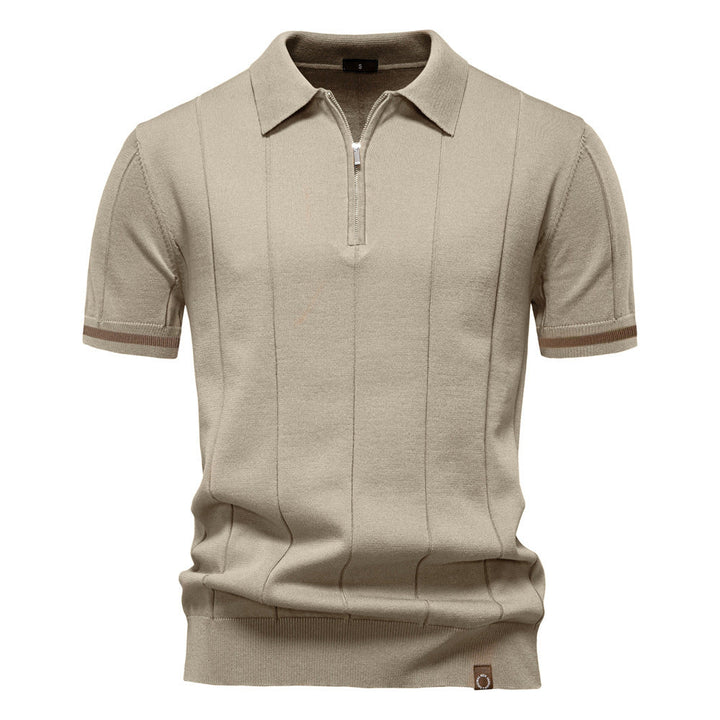 Peter | Men's Half Zip Textured Knit Polo Shirt