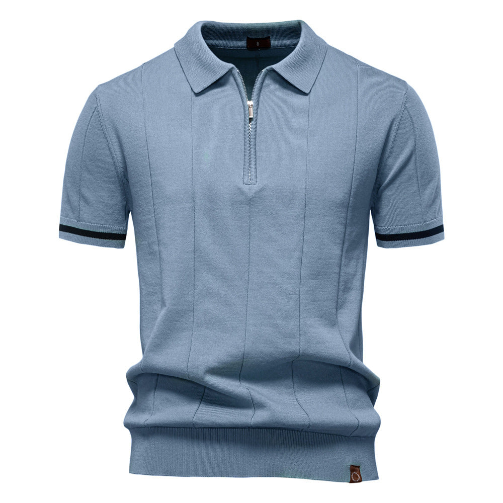 Peter | Men's Half Zip Textured Knit Polo Shirt
