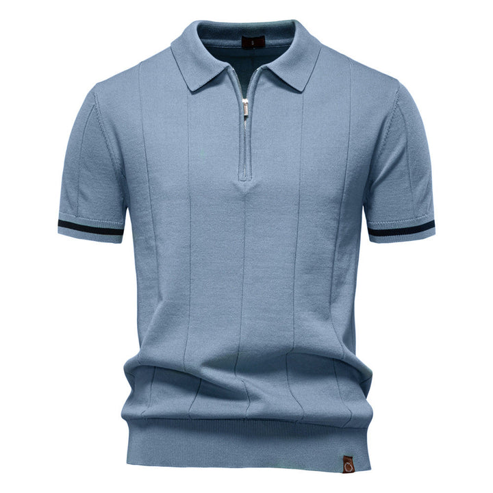 Peter | Men's Half Zip Textured Knit Polo Shirt