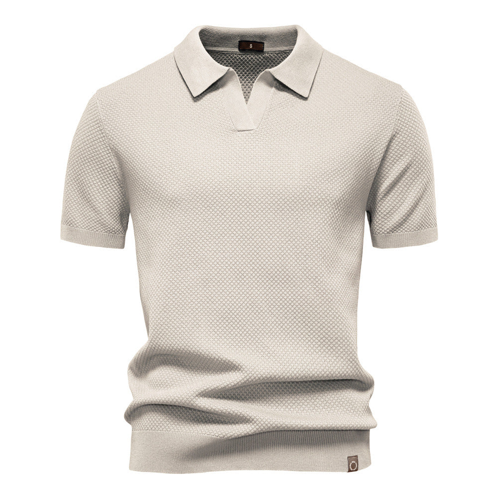Harry | Men's Waffle Knit Johnny Collar Polo Shirt