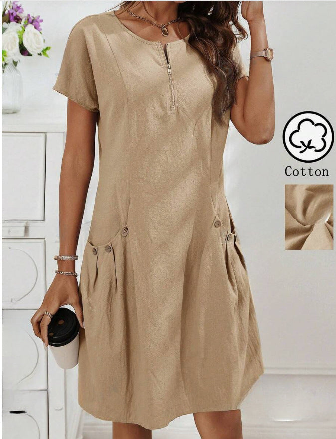 Raya | Women's Short Sleeve A Line Tunic Dress with Pockets