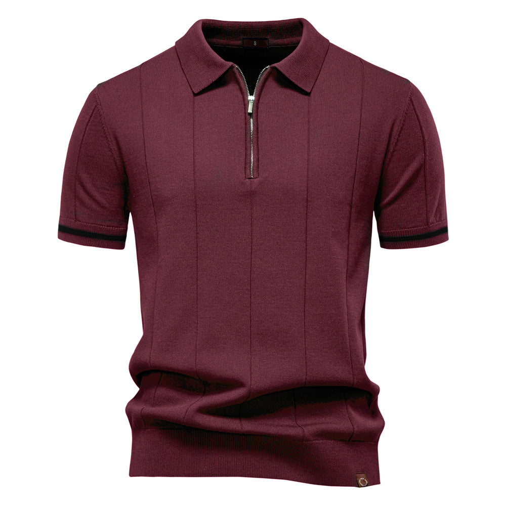 Peter | Men's Half Zip Textured Knit Polo Shirt