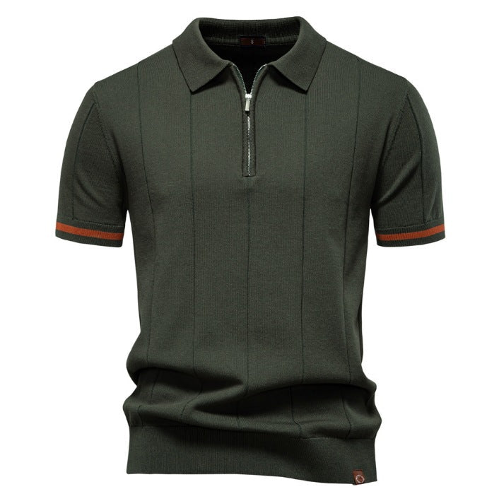 Peter | Men's Half Zip Textured Knit Polo Shirt