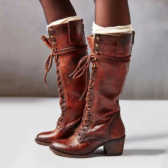 Brynn | Women's Rustic Chic Lace-Up Knee-High Boots