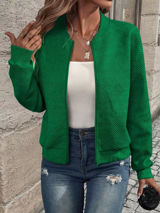 Frankie | Women's Casual Waffle Knit Bomber Jacket