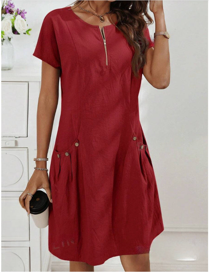 Raya | Women's Short Sleeve A Line Tunic Dress with Pockets