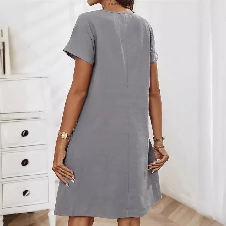 Raya | Women's Short Sleeve A Line Tunic Dress with Pockets