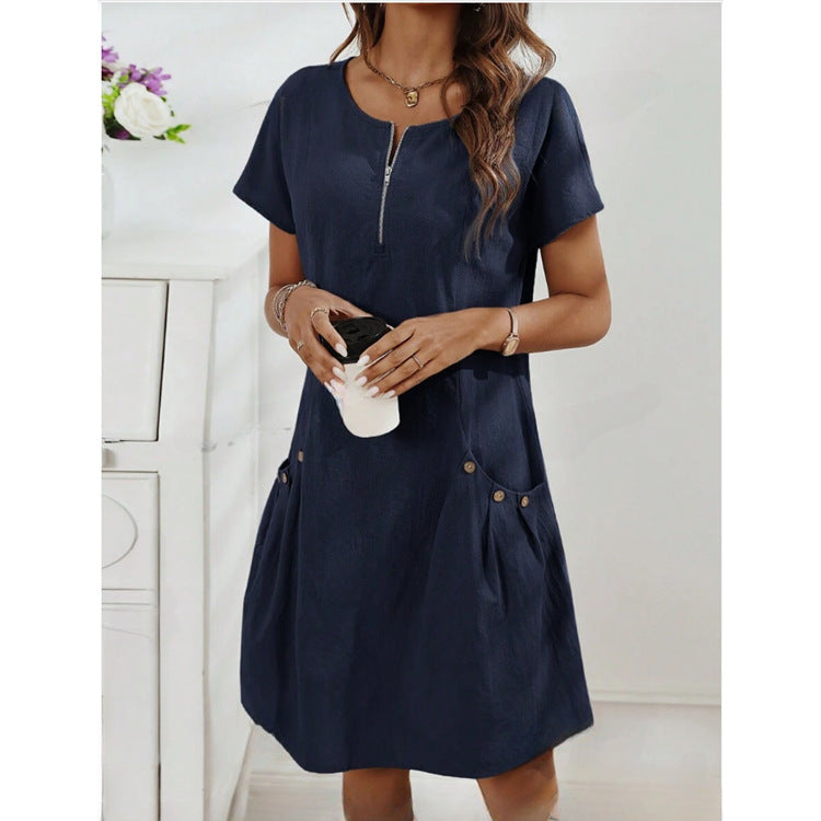 Raya | Women's Short Sleeve A Line Tunic Dress with Pockets