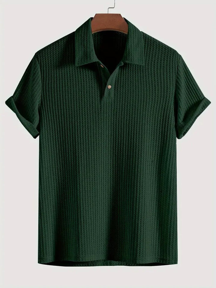 Jarvis | Men's Waffle Knit Rolled Cuffs Polo Shirt