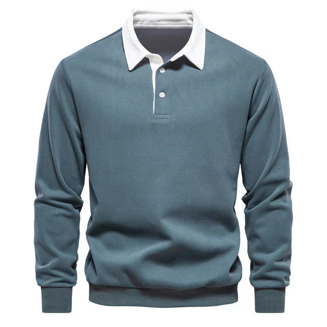 Gabriel | Men's Stylish Contrast Collar Long Sleeves Polo Shirt