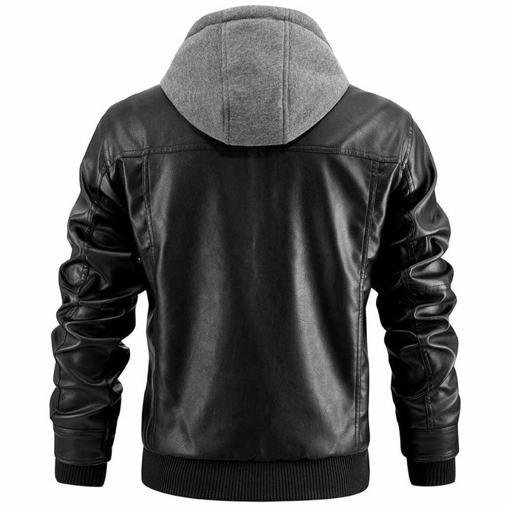 Xander | Men's Hooded Leather Bomber Jacket
