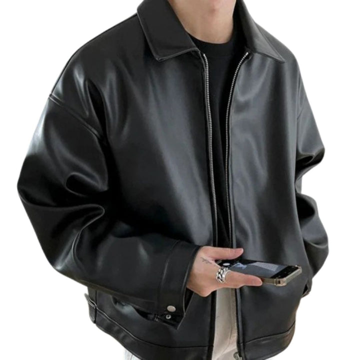 Kai | Men's Retro Style Oversized Leather Bomber Jacket