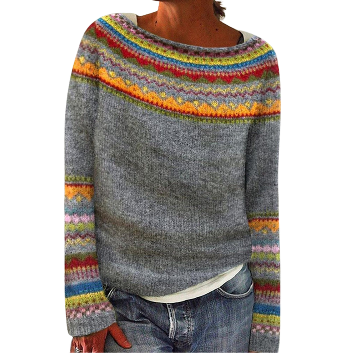 Eliza | Women's Nordic Stripe Knit Pullover Sweater