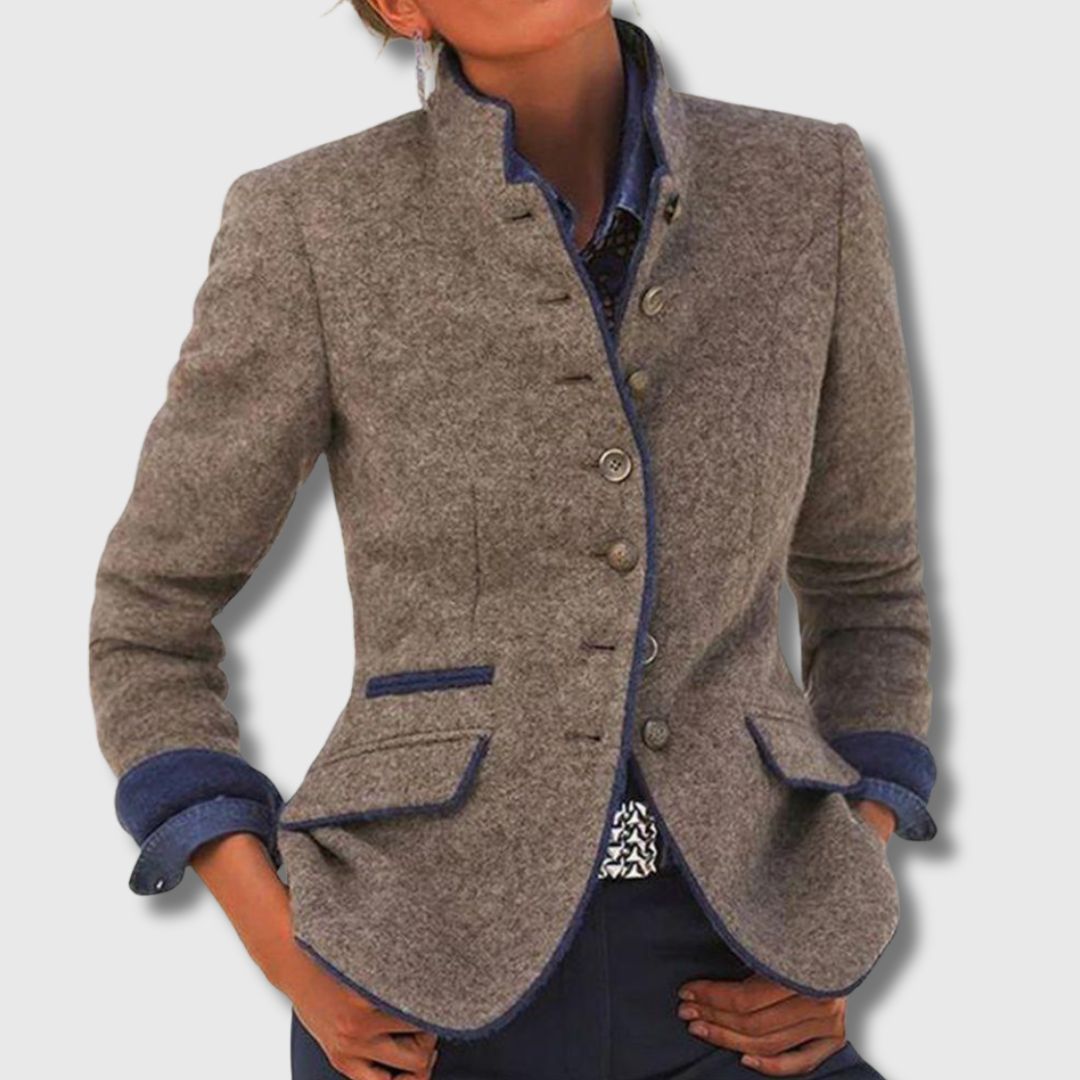 Maryam | Women's Tailored Tweed Blazer with Contrast Trim
