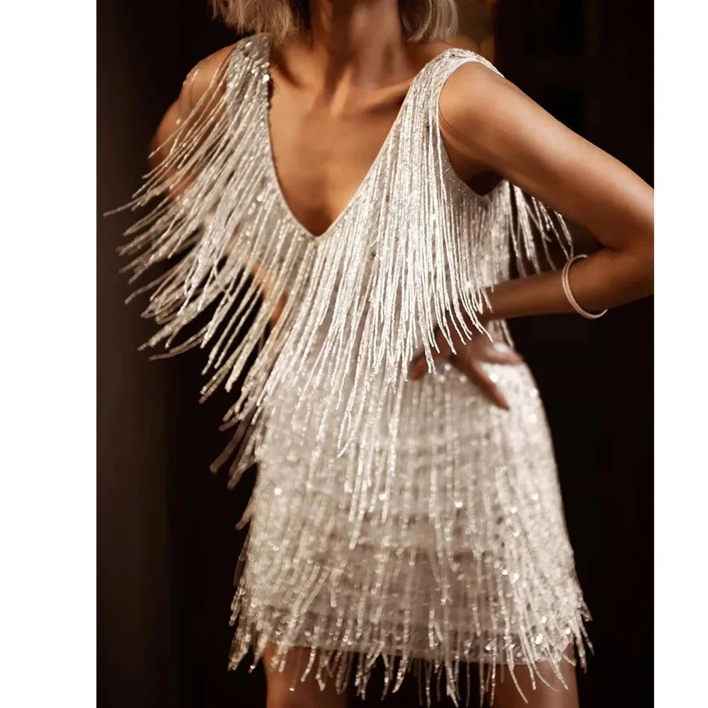 Noelle | Women's Glittering Sequin Fringe Mini Dress