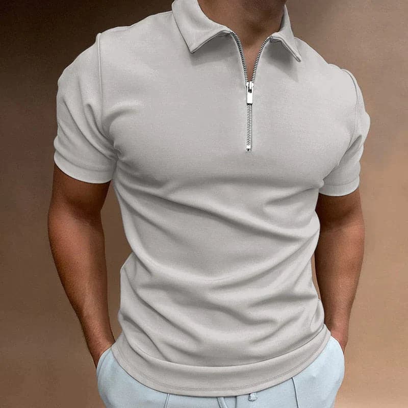 Lucian | Men's Modern Slim-Fit Quarter-Zip Polo Shirt