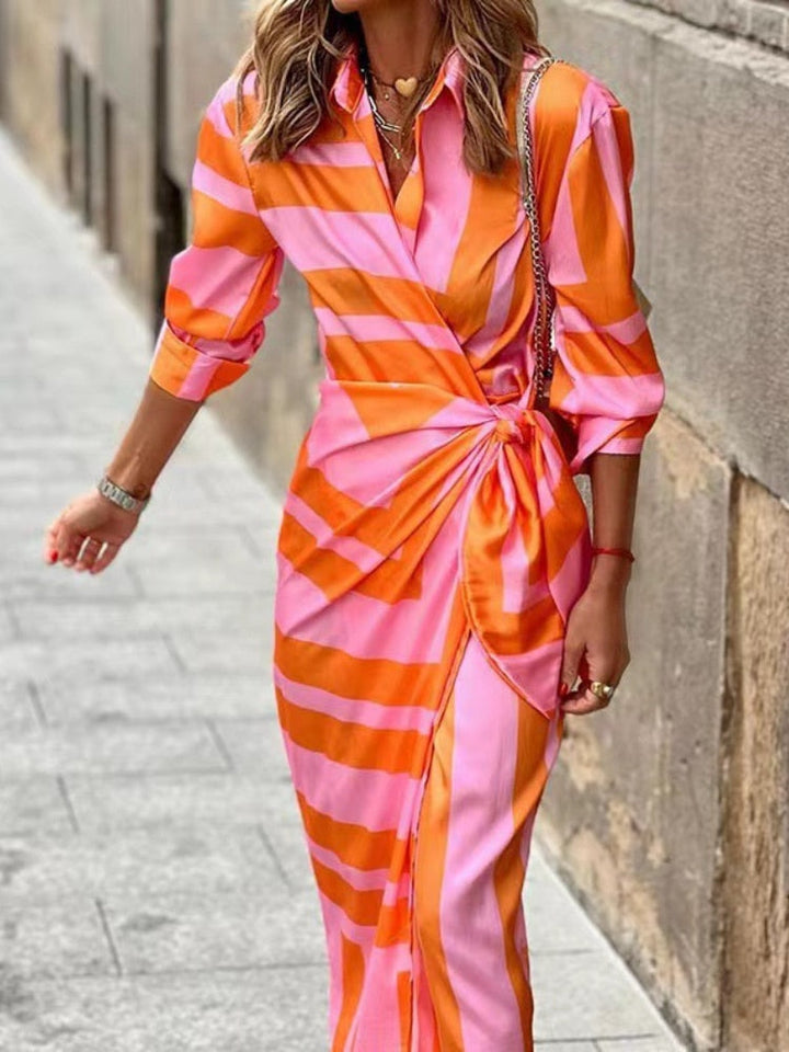 Amanda | Women’s Chic V-neck Wrap Shirt Dress
