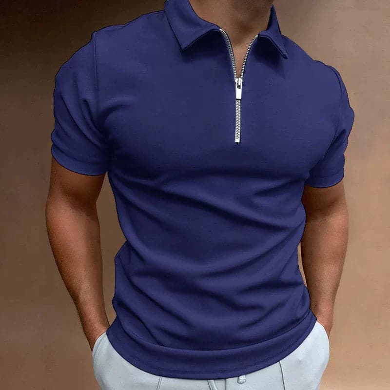 Lucian | Men's Modern Slim-Fit Quarter-Zip Polo Shirt