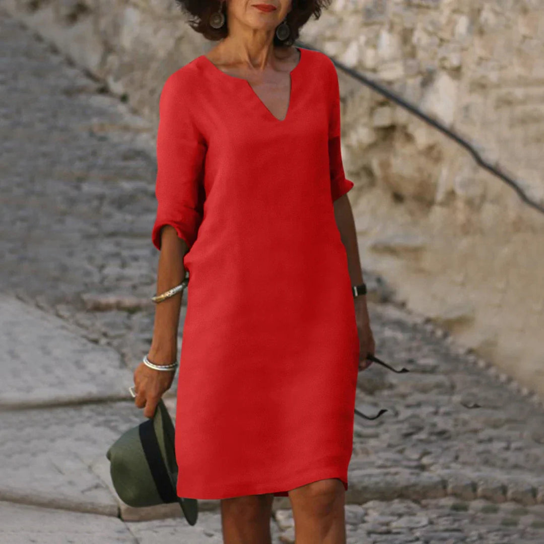 Piper | Women's Casual V-neck Half-Sleeve Shift Dress