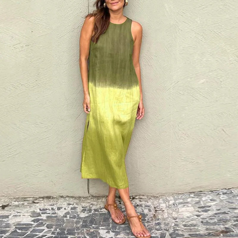 Caroline | Women's Stylish Sleeveless Gradient Summer Dress with Slit